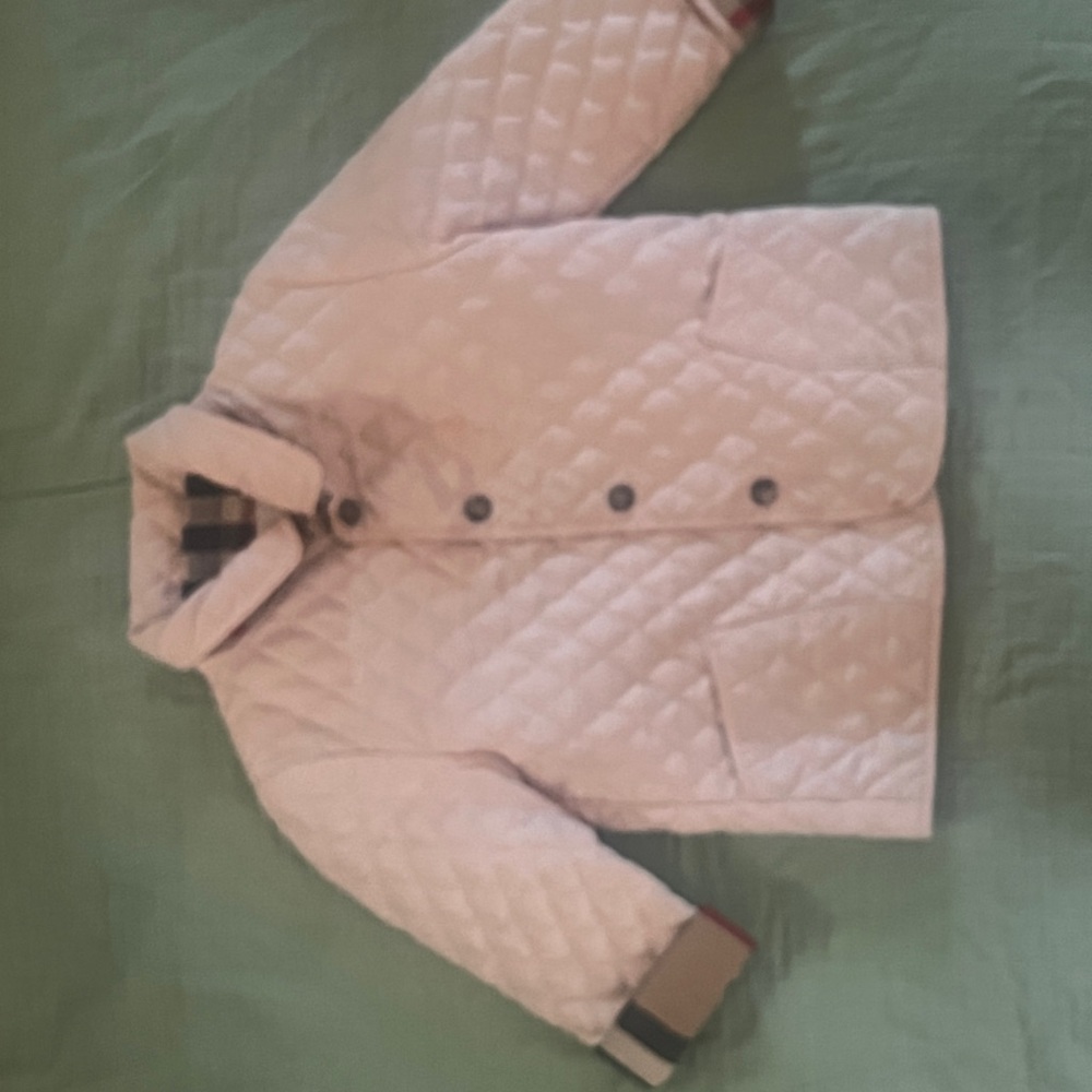 Burberry Cream Puffer Jacket with Diamond Quilting